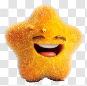 3d Cartoon Fuzzy - Fluffy Smiling Star Cartoon Character Transparent PNG