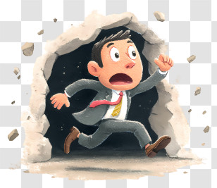 Escaped From Dark Cave - Running Man In Suit Escaping Transparent PNG