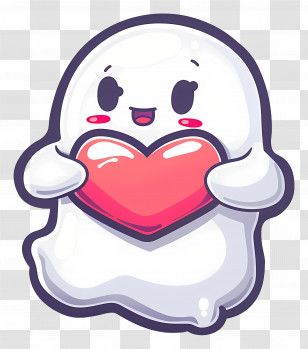 Cute Ghost - Cute Ghost Holding A Heart Transparent PNG