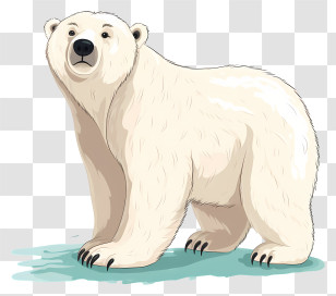 Polar Bear - Cartoon Polar Bear Standing Illustration Transparent PNG