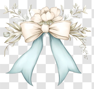 Shabby Chic Ribbon - Elegant Floral Bow Decoration Transparent PNG
