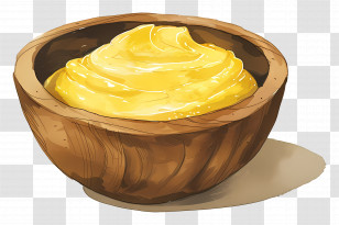 Ghee - Bowl Of Yellow Butter In Wooden Bowl Transparent PNG