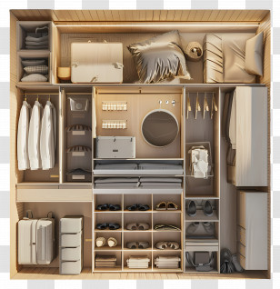 Wardrobe Top View - Organized Closet Design Transparent PNG