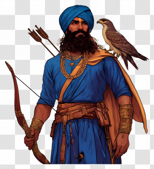Guru Govind Singh Jayanti - Illustration Of An Archer With Falcon And Bow Transparent PNG