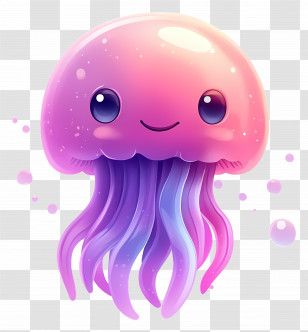 Jelly Fish - Adorable Cute Jellyfish Drawing Transparent PNG