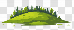 Grass Hill - Green Hill With Trees Transparent PNG