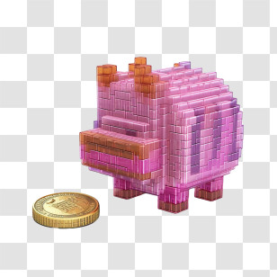 Piggy Bank - Pixelated Piggy Bank For Savings Transparent PNG