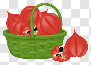 Guarana In Woven Basket - Basket Of Red Fruits Transparent PNG
