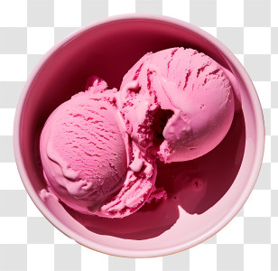 Ice Cream Bowl - Delicious Pink Ice Cream Scoops Transparent PNG