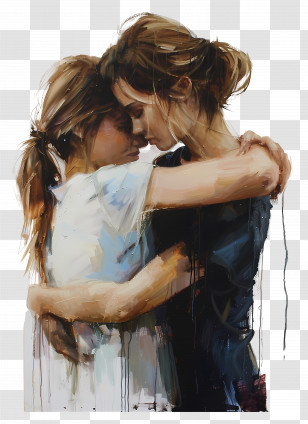 Friendship - Painting Of Hugging Women Transparent PNG