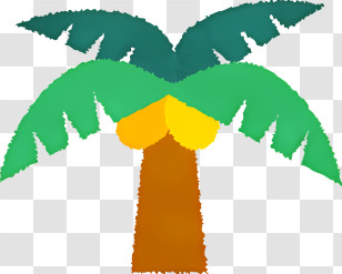 Cartoon - Cartoon Palm Tree Illustration For Tropical Theme Transparent PNG