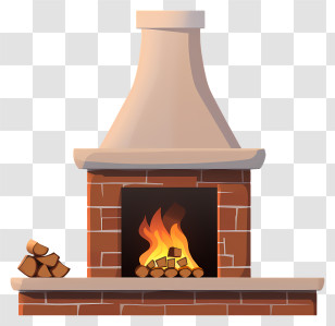 Fireplace - Cozy Brick Fireplace With Burning Wood Fire Transparent PNG
