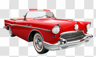 3d Car - Red Vintage Convertible Car In Retro Style Transparent PNG