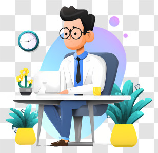 Business Task - Office Worker At Desk Transparent PNG