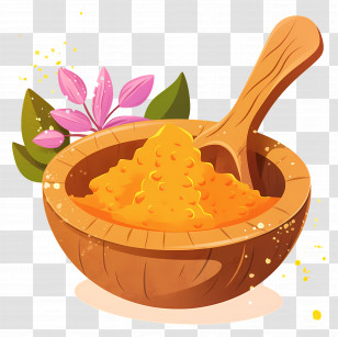 Turmeric Powder - Yellow Paste In Bowl With Spoon Transparent PNG