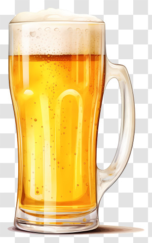 Beer - Tall Transparent Beer Glass With Foam Transparent PNG