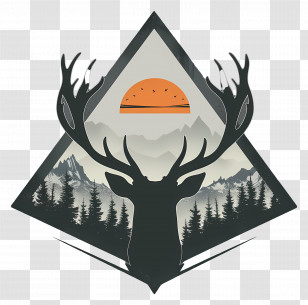 Deer Silhouette - Majestic Deer Silhouette In A Forest Illustration Transparent PNG