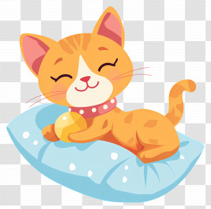Cat Cartoon - Adorable Sleeping Cat On A Soft Pillow Illustration Transparent PNG