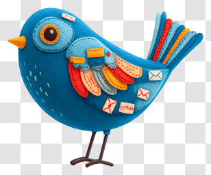 Blue Bird - Colorful Bird With Letters Transparent PNG