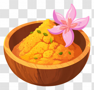 Turmeric Powder - Yellow Paste In Wooden Bowl With Flower Transparent PNG