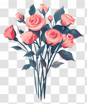Rose Bouquet - Pink Roses Bouquet Illustration Transparent PNG