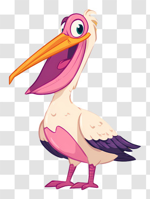 Pelican - Cartoon Pelican With Big Beak Transparent PNG