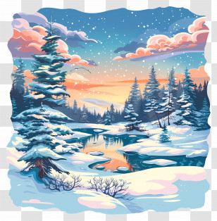 Winter Landscape - Beautiful Winter Landscape With Snow Transparent PNG