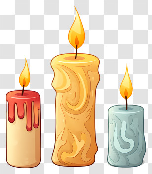 Candles - Colorful Cartoon Candles With Flames Transparent PNG