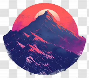 Mountains Silhouette - Mountain Landscape At Sunset Illustration Transparent PNG