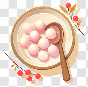 Dongzhi - Bowl Of Rice Balls With Spoon Transparent PNG