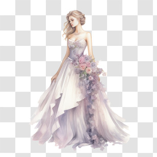 Wedding Dress - Elegant Bride In Beautiful Wedding Gown Transparent PNG