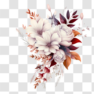 Wedding Floral Art - Elegant White Flower Bouquet Arrangement Transparent PNG