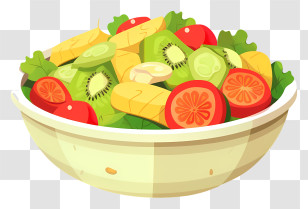 Salad - Fresh And Colorful Fruit Salad In Bowl Transparent PNG