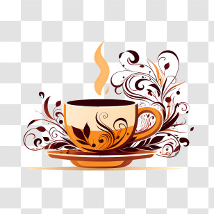 International Tea Day - Decorative Cup With Swirl Art Design Transparent PNG