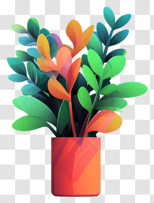 Flowers - Colorful Decorative Potted Plant Transparent PNG