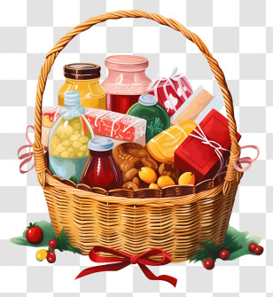 Wicker Basket - Festive Gift Basket Transparent PNG