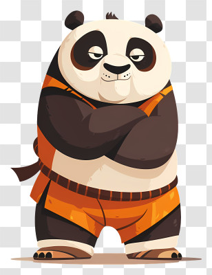 Kung Fu Panda - Confident Cartoon Panda In Martial Arts Pose Transparent PNG