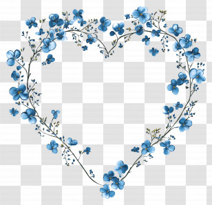 Heart Frame - Blue Flower Heart Frame Decoration Transparent PNG