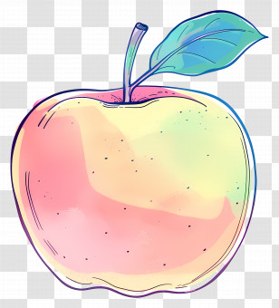 Doodle Apple - Rainbow Colored Apple Illustration Transparent PNG
