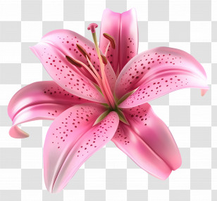 3d Flower - Pink Lily Flower Illustration Transparent PNG