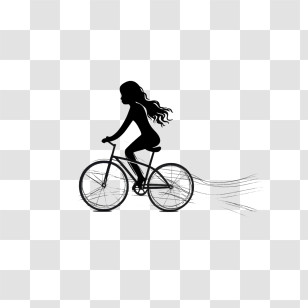 Girl Riding Bike - Woman Cycling Silhouette Illustration Transparent PNG