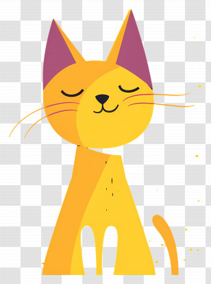 Cartoon Cat - Adorable Yellow Cartoon Cat Design Transparent PNG