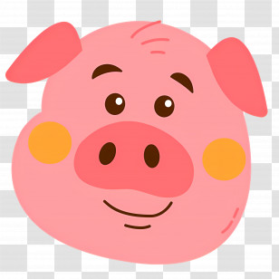 Pig Face - Smiling Cartoon Pink Pig Face Transparent PNG
