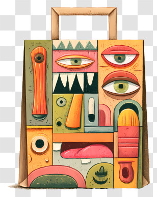 Paper Bag Day - Artistic Abstract Design Bag Transparent PNG