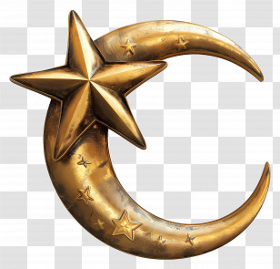 Golden Crescent - Golden Crescent Moon And Star Decorative Piece Transparent PNG