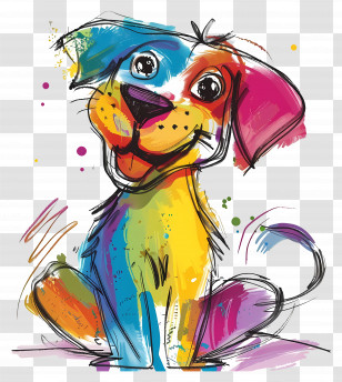 Dog - Colorful Cartoon Dog Transparent PNG