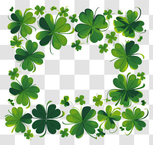 Flat St Patrick Board - Frame Of Green Clovers Transparent PNG
