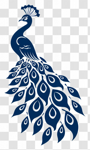 Peacock Silhouette - Graceful Blue Peacock Silhouette Design Transparent PNG
