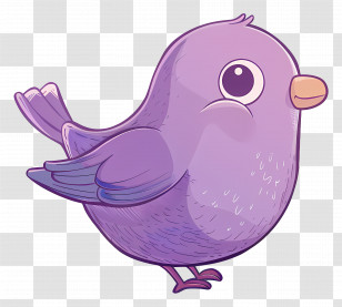 Purple Bird - Charming Purple Cartoon Bird Illustration Transparent PNG