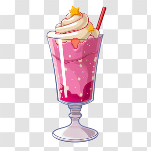Milkshake - Delicious Pink Milkshake With Cream Topping Transparent PNG